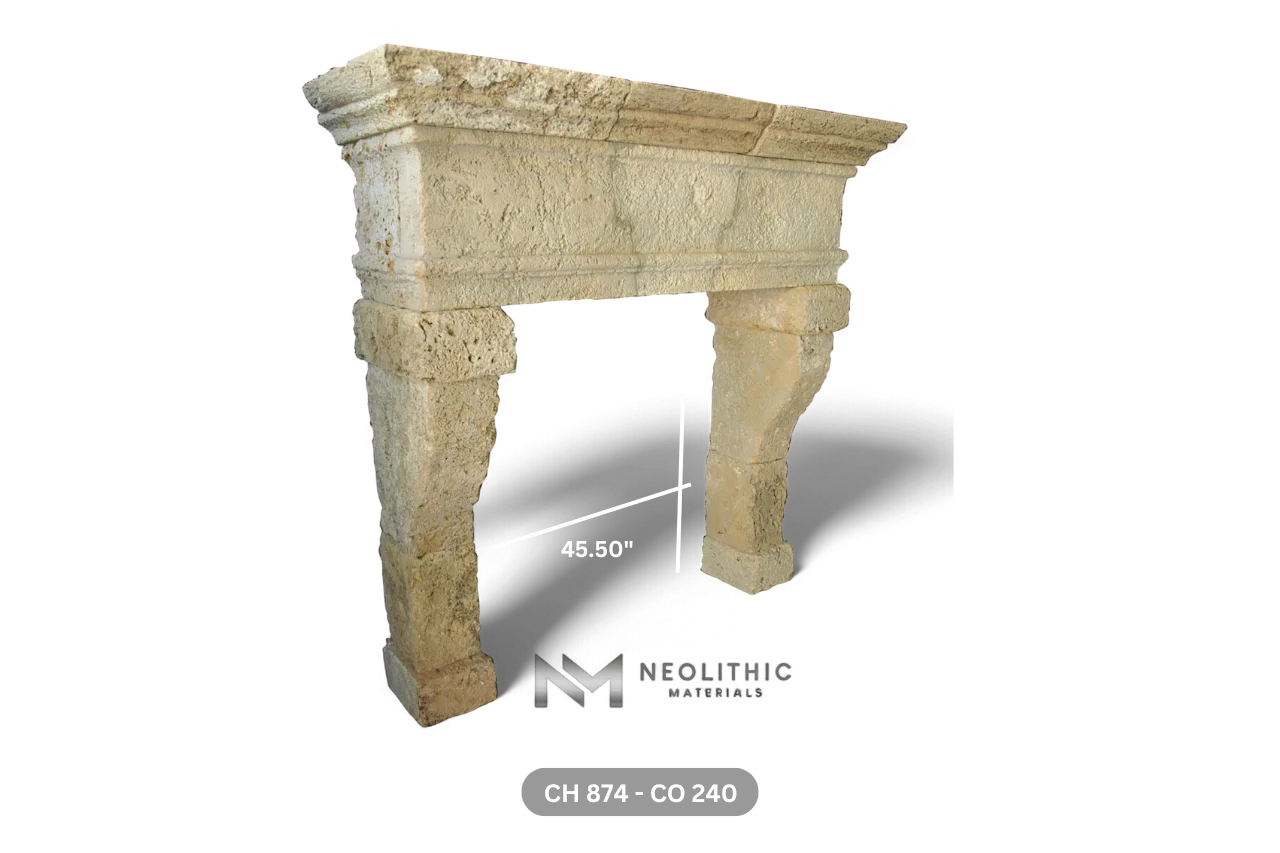 Reclaimed Limestone Mantel - Image 4